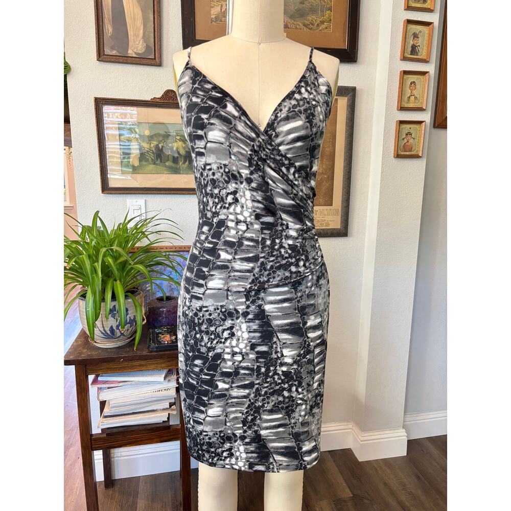 90s Y2k Betsey Johnson New York Body fitting large reptile print spaghetti strap
